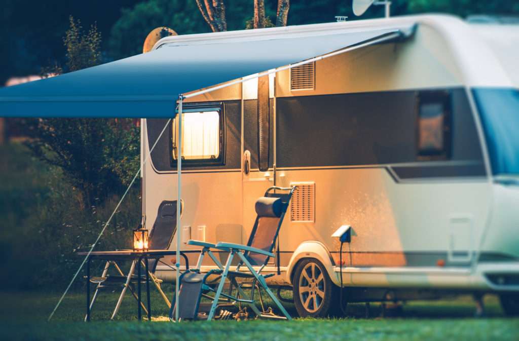 camper with clean awning fabric