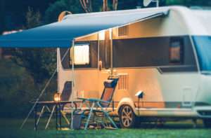 camper with clean awning fabric