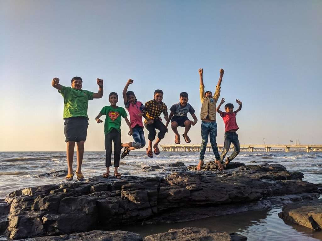 children at the beach