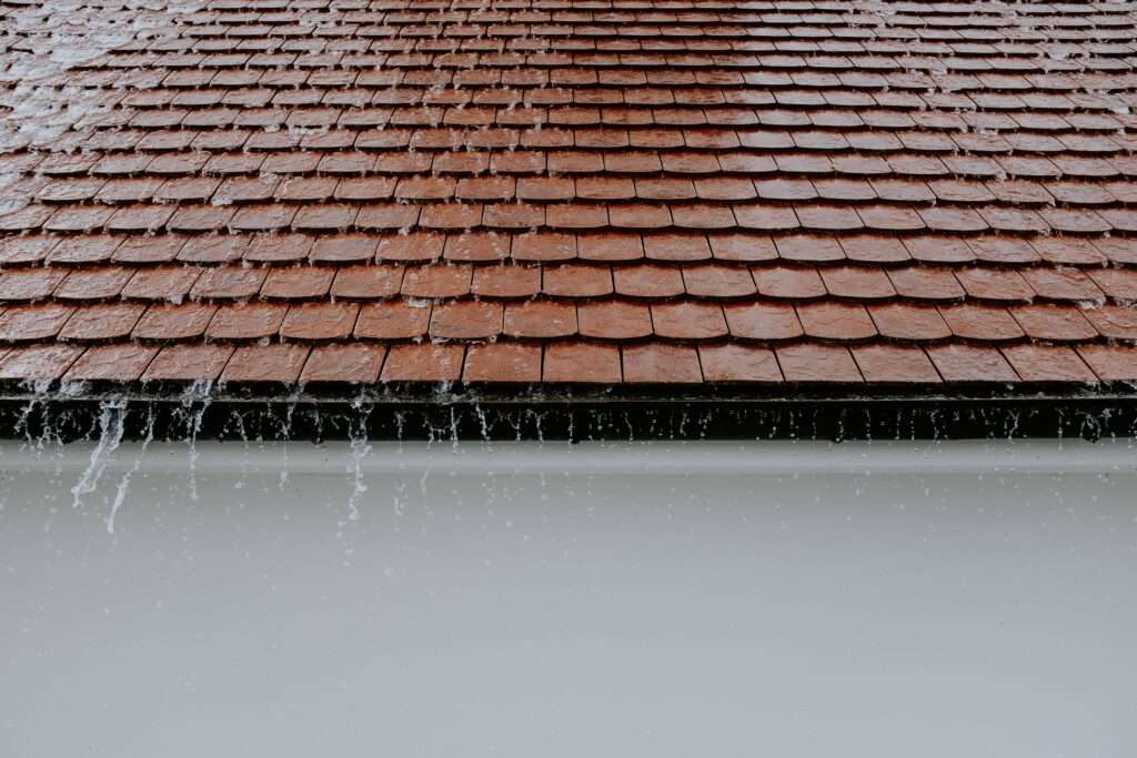 Rain falling on a roof
