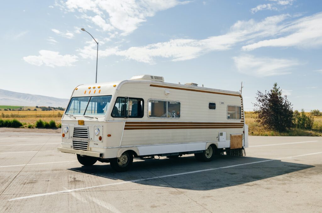 rv sitting in parking lot