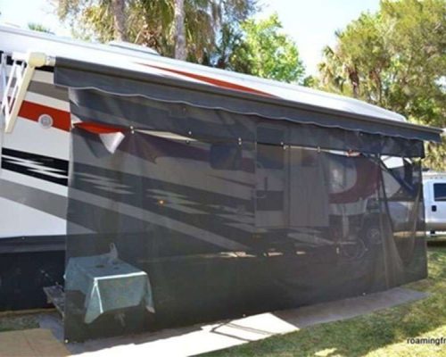 Rv Awning Shade Motorhome Patio Sun Screen Complete Deluxe Kit Brown 8x16 Review Trailer Awning Awning Shade Trailer Home